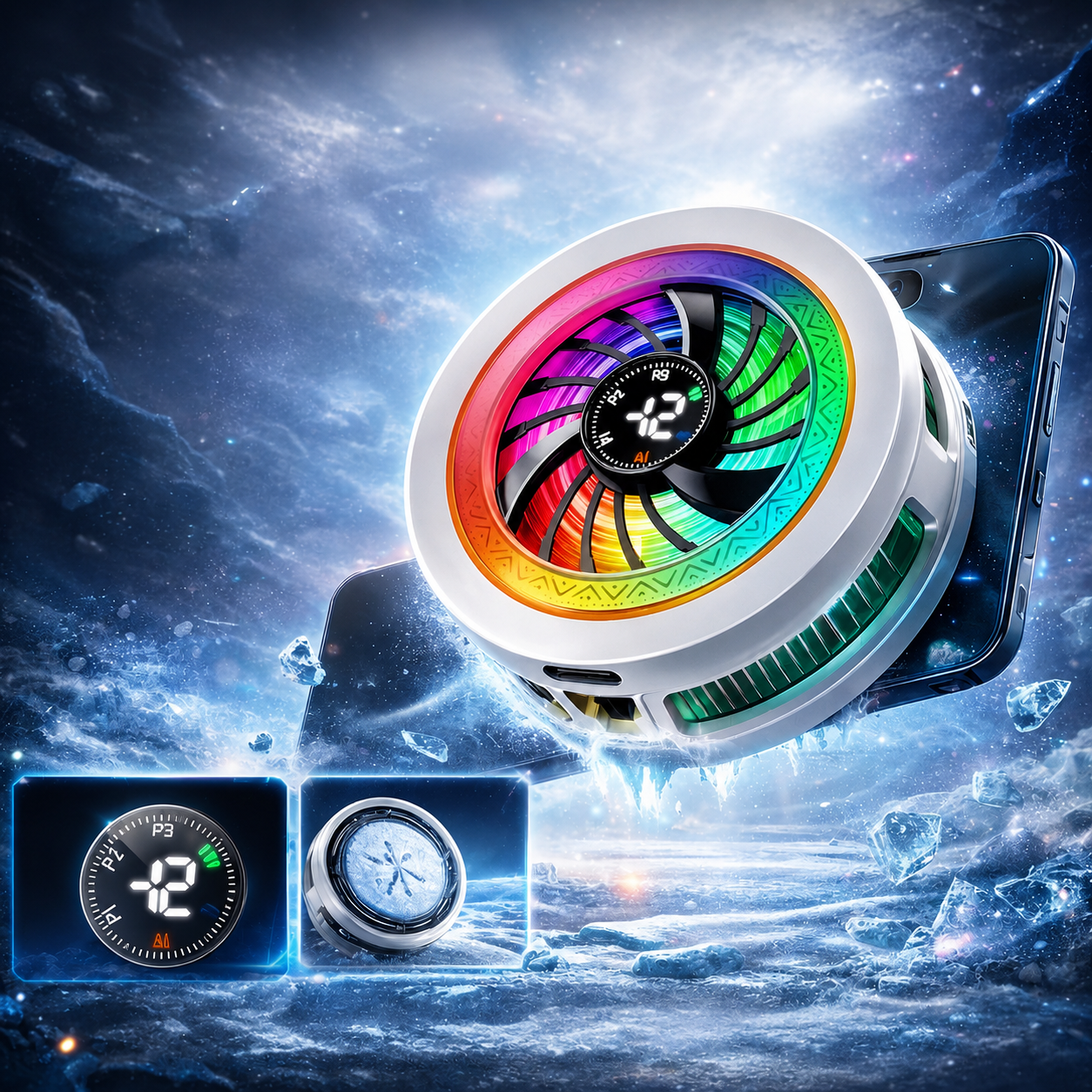 NEIKU Y1 Pro Cooler Pendingin Ponsel Dengan 3 Level & Mode Ai + Led Rgb Type-C